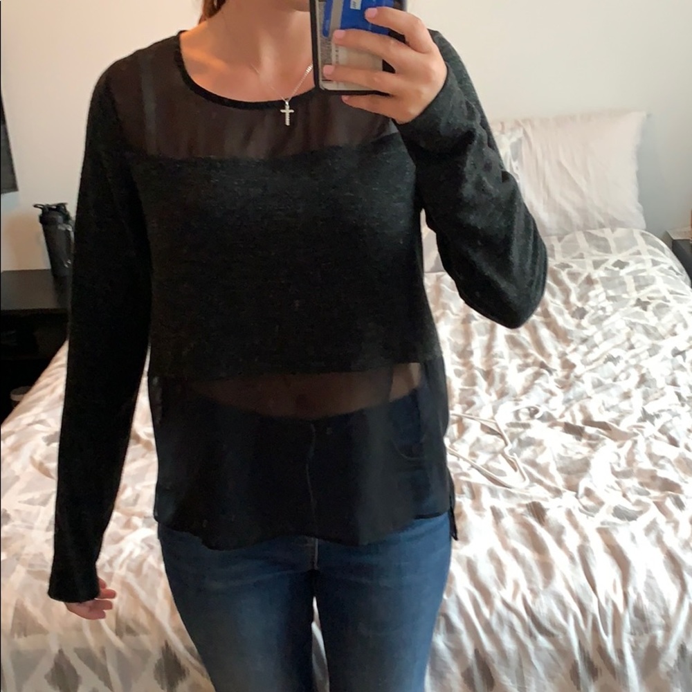 Sugar lips part see through long sleeve shirt